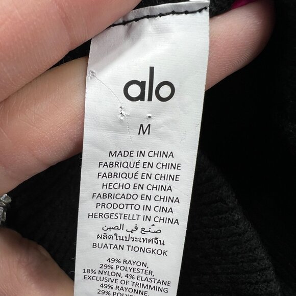 Alo Women's Waffle Weekend Escape Mock Neck Long Sleeve Black Size Medium - Picture 4 of 7